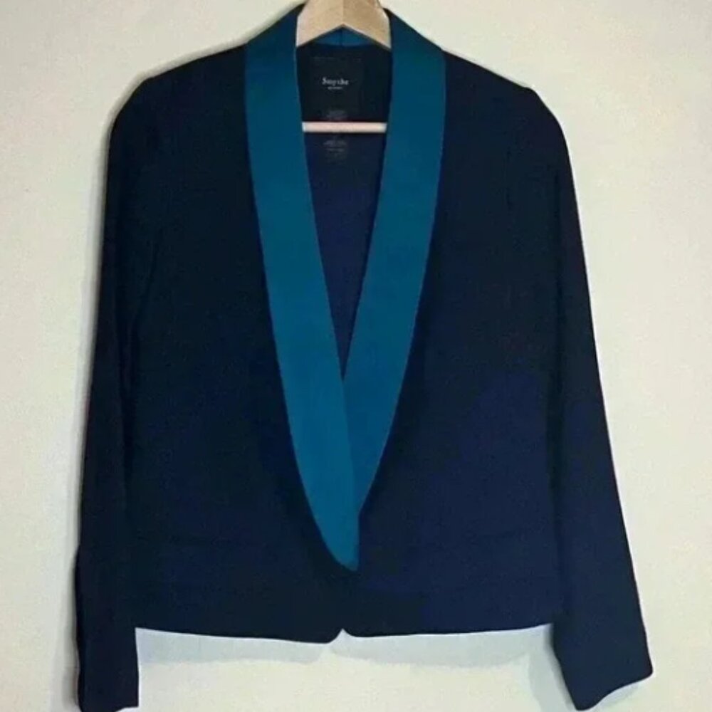 Smythe Les Vestes Navy & Teal Crop Blazer
